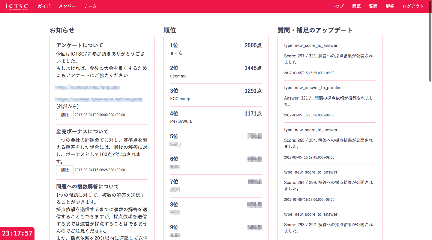 ICTSC7 コンテストサイト