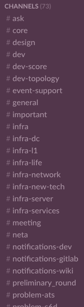 ICTSC7 Slack チャンネルの一部